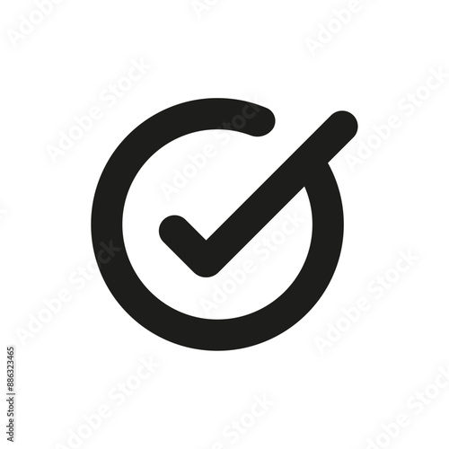 Häkchen im Kreis rund Vektor Symbol schwarz