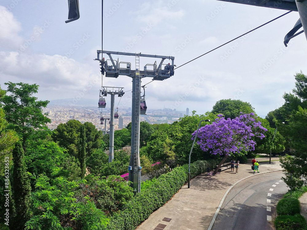 cable car in Barcelona. summer in spain. active tourism cable car in Barcelona. summer in spain. active tourism