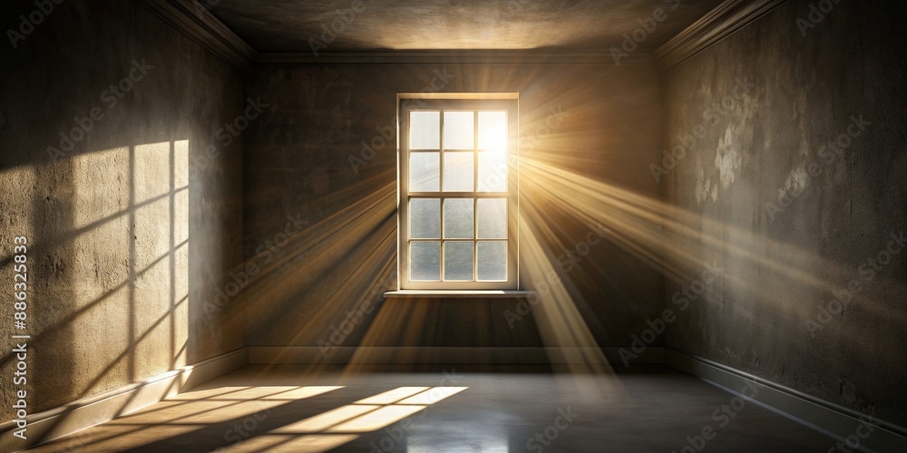 Rays of sunlight streaming into a dark room through a window, light, sun, bright, glow, room, interior, dark, shadow Rays of sunlight streaming into a dark room through a window, light, sun, bright, glow, room, interior, dark, shadow