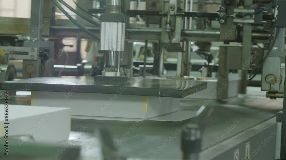 Real shot of conveyor belt in printing factory Automated copier manufacturing process in a paper manufacturing plant Real shot of conveyor belt in printing factory Automated copier manufacturing process in a paper manufacturing plant