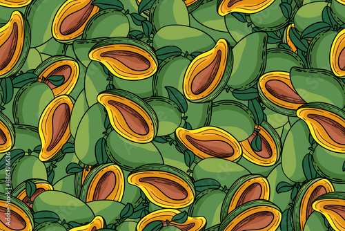 seamless pattern mango vector drawing