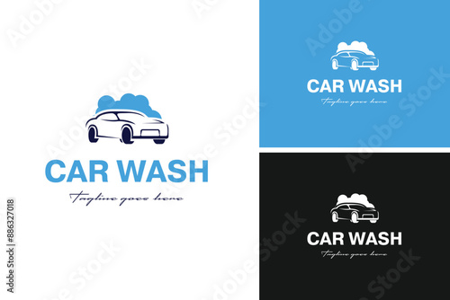 Car wash logo design vector illustration template idea