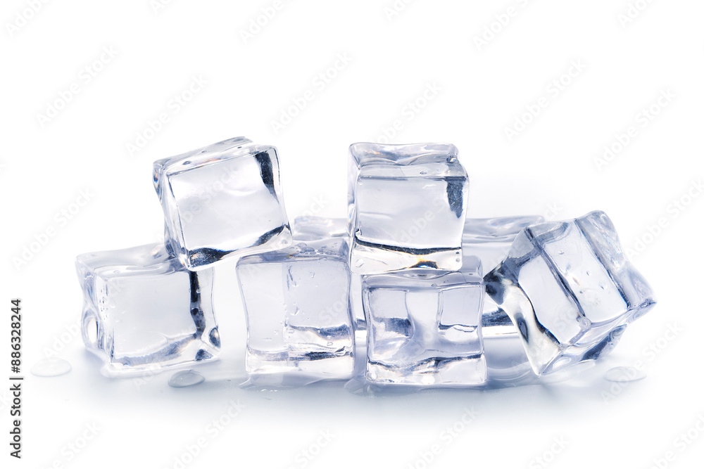 Pile of ice cubes isolated on white background, Artificial acrylic ice cubes Pile of ice cubes isolated on white background, Artificial acrylic ice cubes