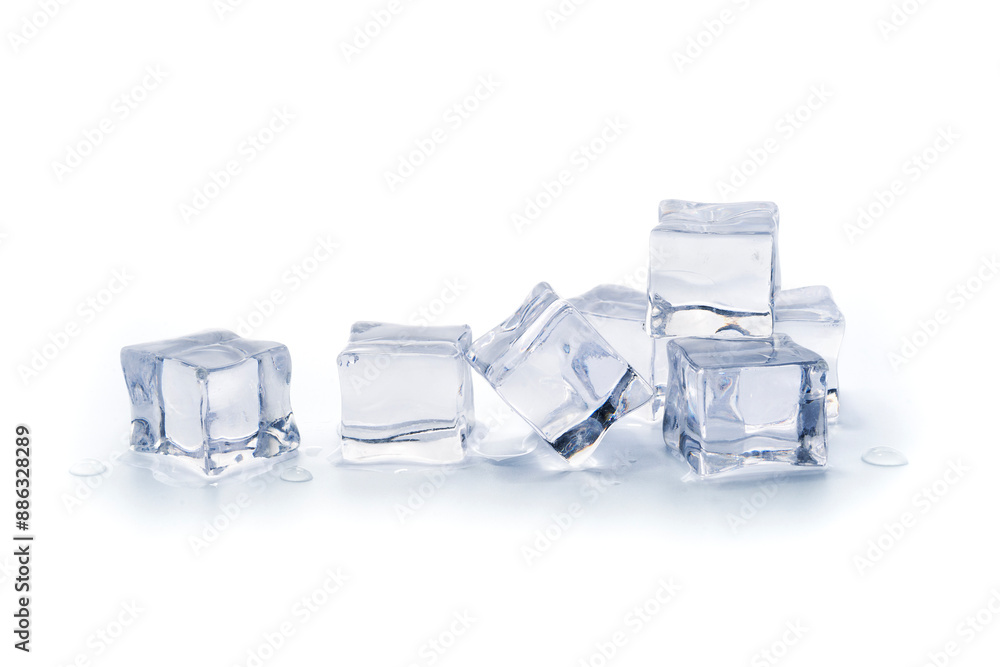 Pile of ice cubes isolated on white background, Artificial acrylic ice cubes Pile of ice cubes isolated on white background, Artificial acrylic ice cubes