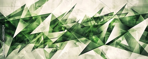 A modern, geometric design featuring green and white triangles and lines, creating a dynamic and stylish representation of the national colors.