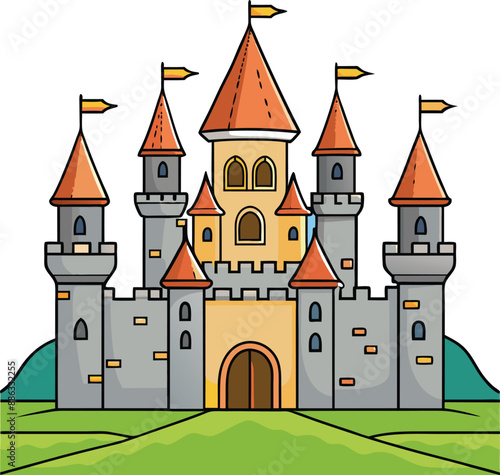 fairy tale castle vector illustration isolated on a white background, Princess Castle vector art