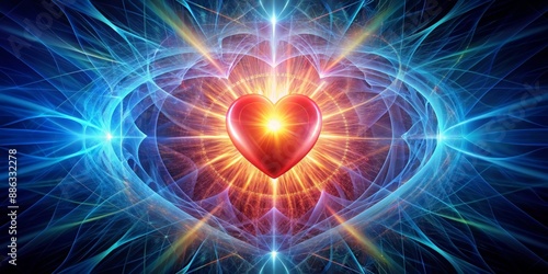 Energy field radiating from human heart, representing emotions, spirituality, and connection, heart, energy field, aura