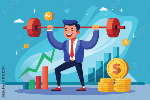 Stock Market Investor Hitting Strength Tester, Celebrating All-Time High Prices for Stocks, Cryptocurrencies, or Gold Investments