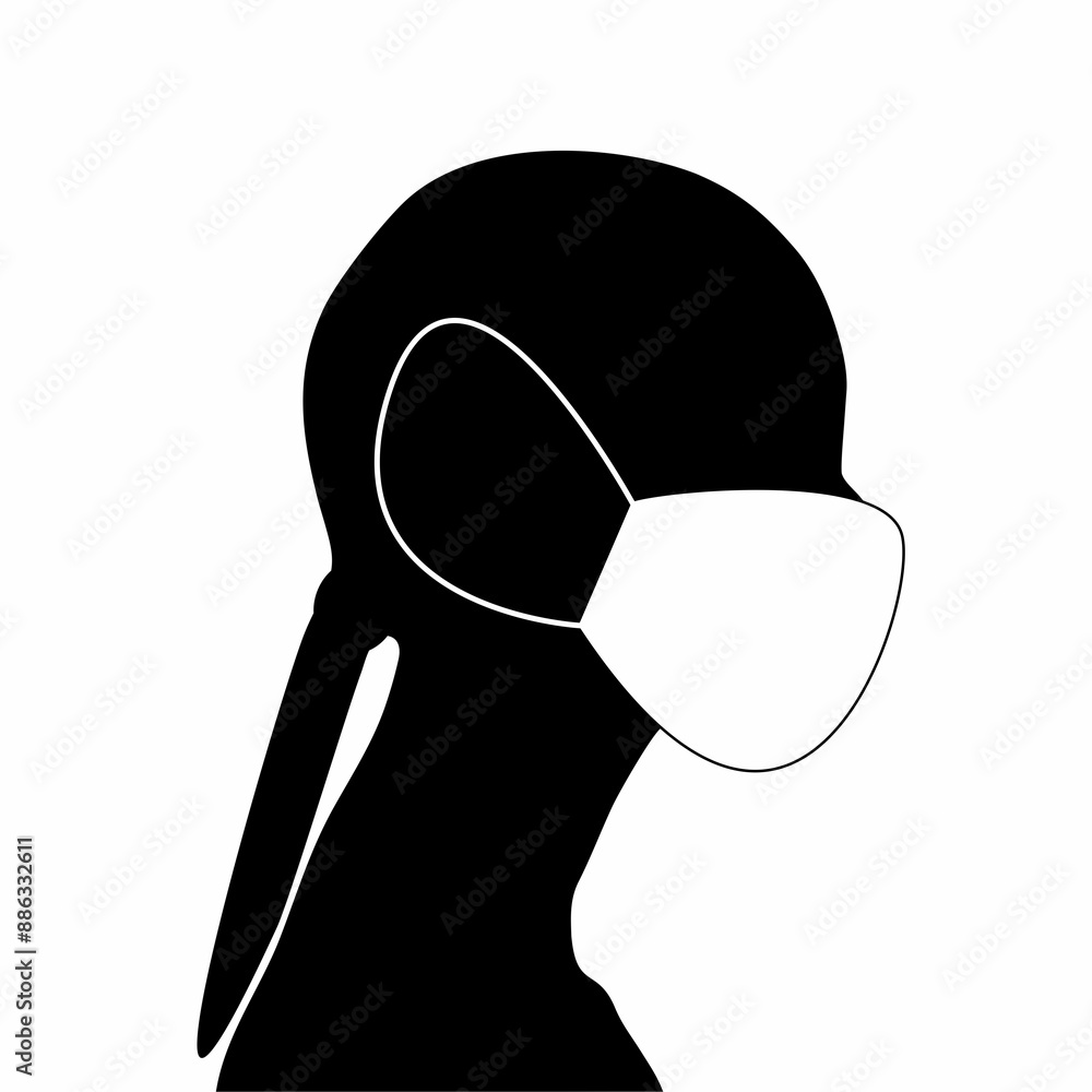 silhouette or illustration of a person wearing a mask because of Covid silhouette or illustration of a person wearing a mask because of Covid