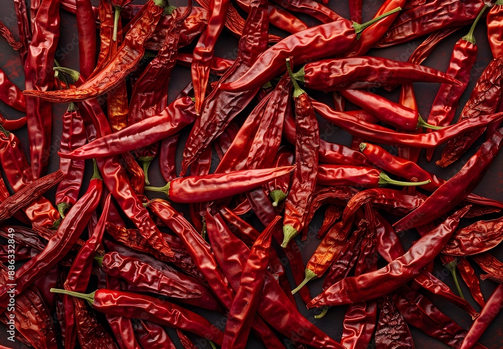 Fototapeta premium Dried Red Chili Peppers Background Texture