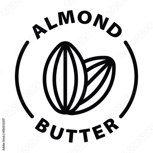 almond butter black outline icon round rounded circle badge stamp label isolated on transparent background