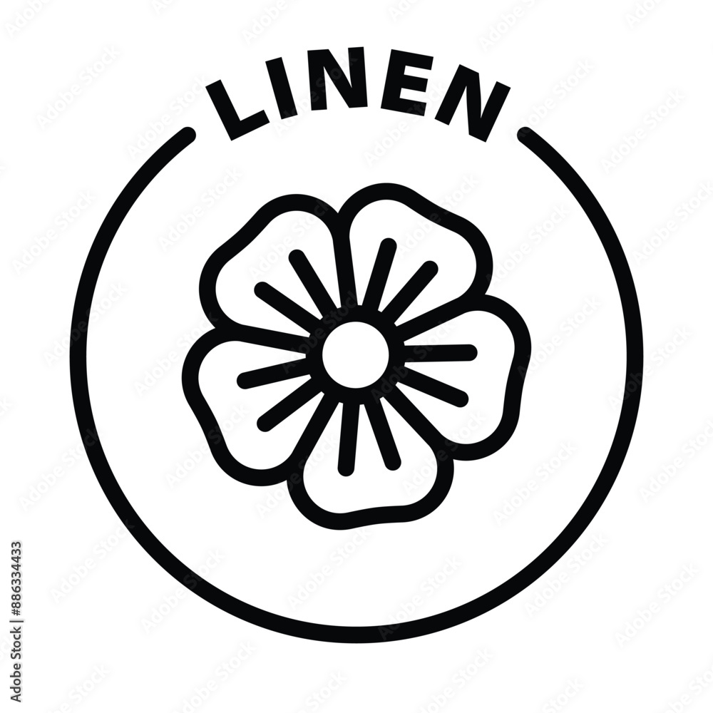 linen black outline icon round rounded circle badge stamp label isolated on transparent background linen black outline icon round rounded circle badge stamp label isolated on transparent background
