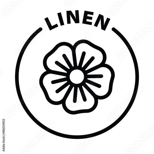 linen black outline icon round rounded circle badge stamp label isolated on transparent background