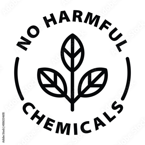 no harmful chemicals black outline icon round rounded circle badge stamp label isolated on transparent background