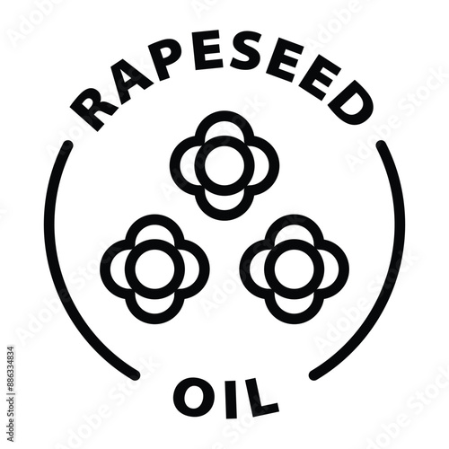 rapeseed oil black outline icon round rounded circle badge stamp label isolated on transparent background