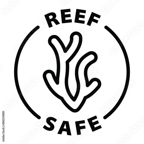 reef safe black outline icon round rounded circle badge stamp label isolated on transparent background