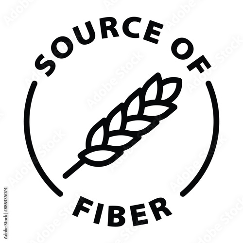 source of fiber black outline icon round rounded circle badge stamp label isolated on transparent background