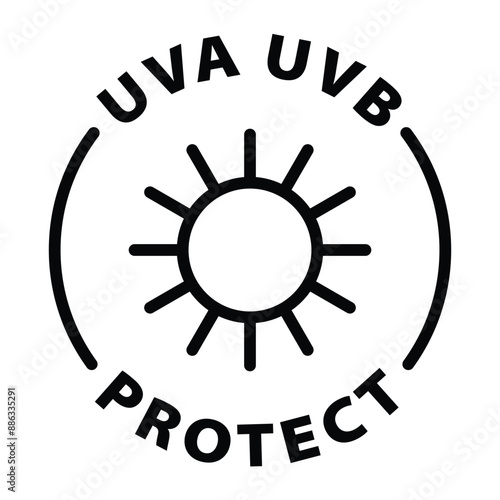 uva uvb protect black outline icon round rounded circle badge stamp label isolated on transparent background