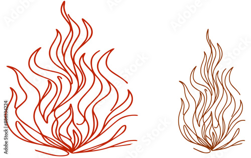 Sketched campfire flames silhouette illustration