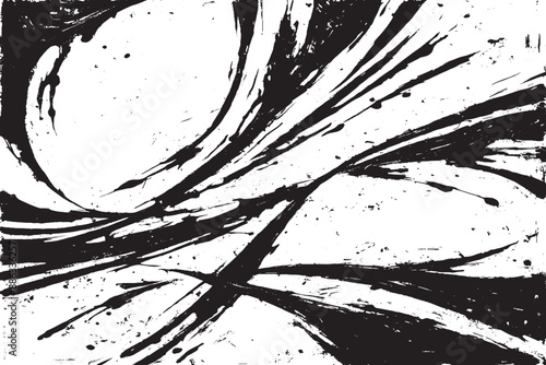 Abstract Acrylic Painting on Smudged Canvas: Black and White Grunge Background