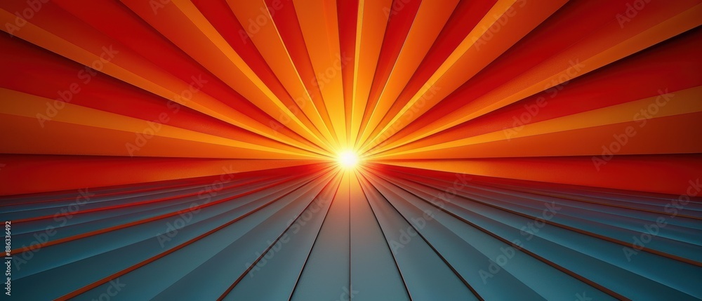 Obraz premium Abstract orange concentric sunburst, anime dynamic background.