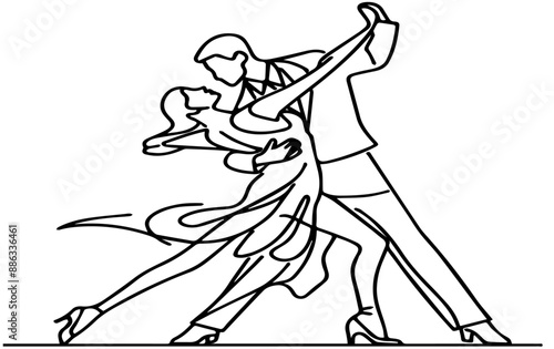 Man and woman , couple, dance, sketch, vector