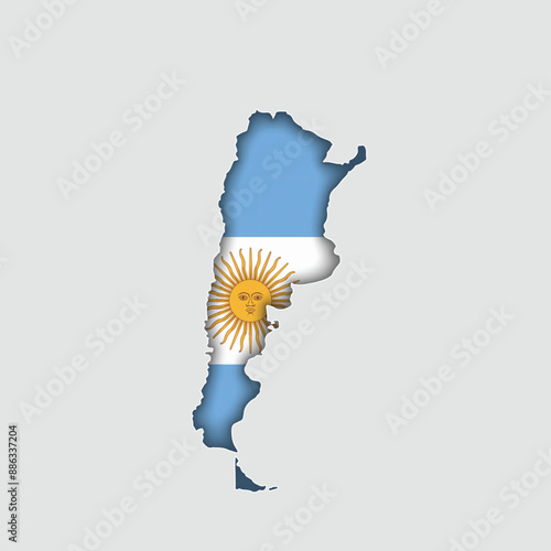 ARGENTINA Map with flag in body