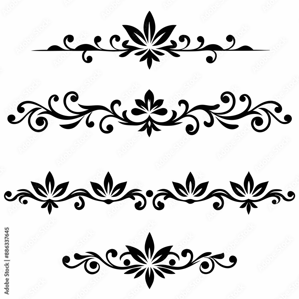 graphic with a black elegant plant ornament on an isolated background graphic with a black elegant plant ornament on an isolated background