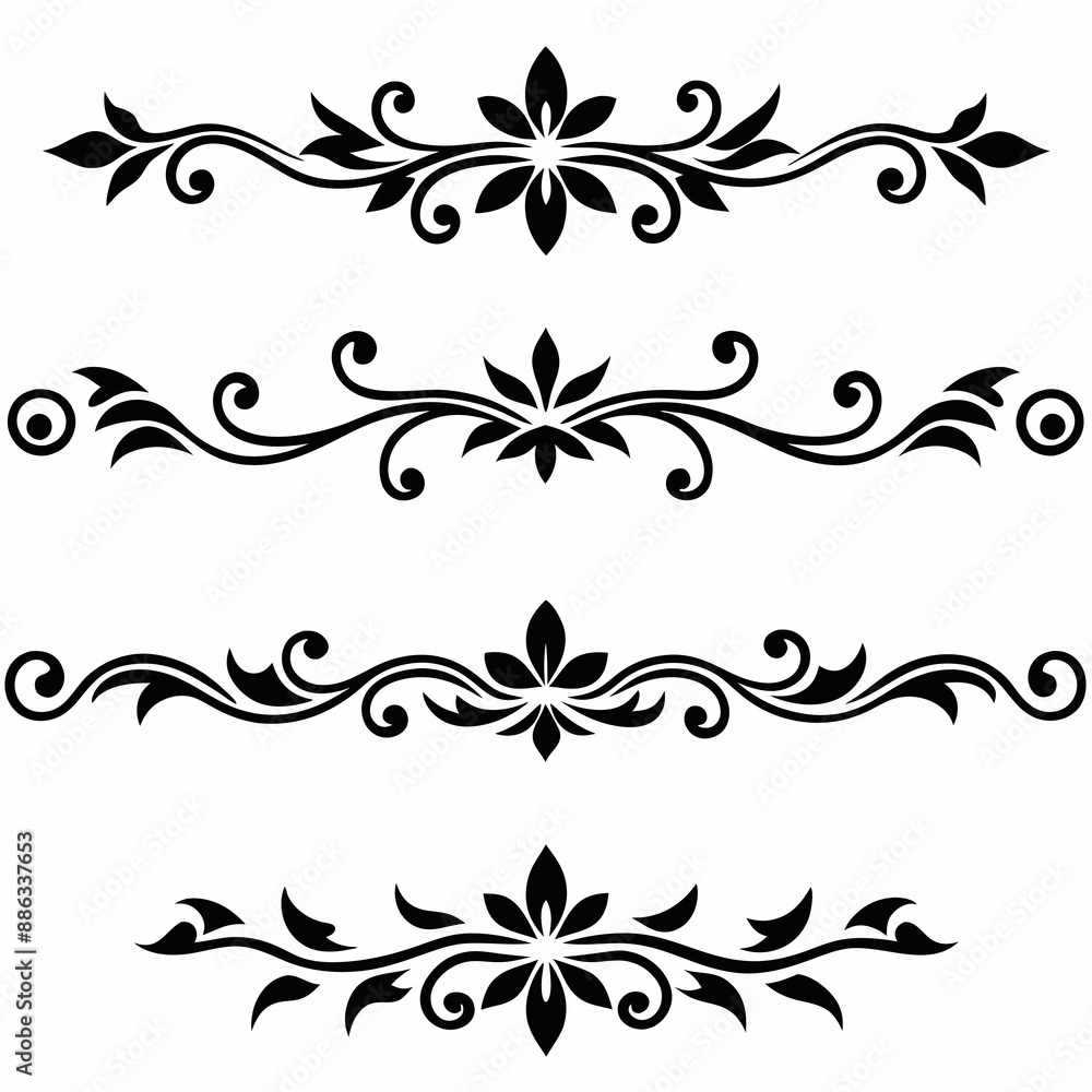 graphic with a black elegant plant ornament on an isolated background graphic with a black elegant plant ornament on an isolated background