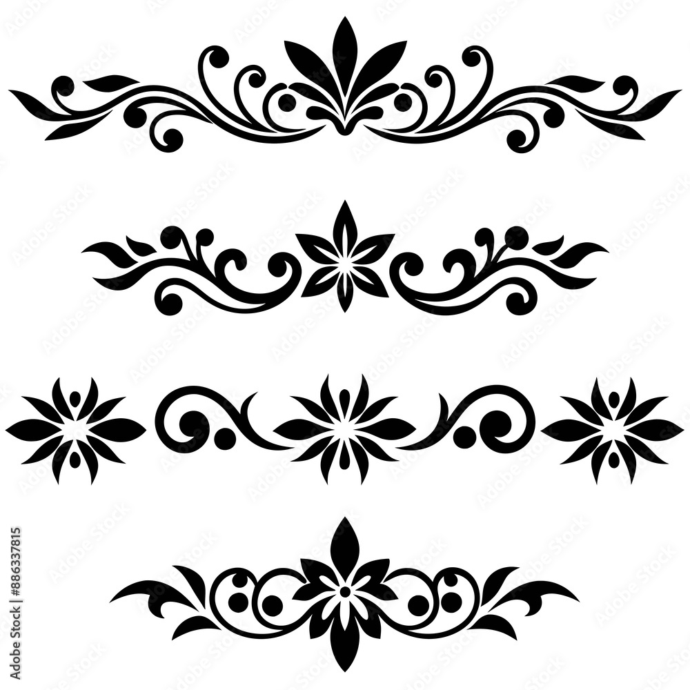 graphic with a black elegant plant ornament on an isolated background graphic with a black elegant plant ornament on an isolated background