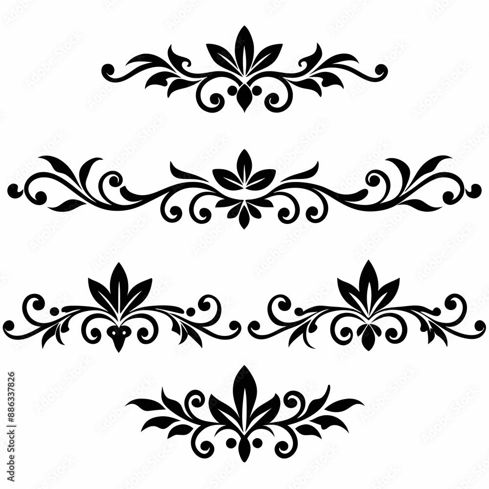 graphic with a black elegant plant ornament on an isolated background graphic with a black elegant plant ornament on an isolated background