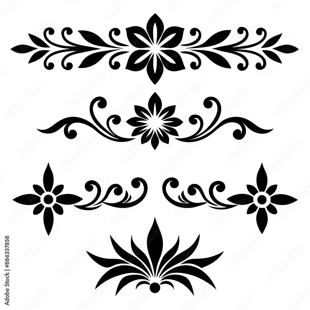 graphic with a black elegant plant ornament on an isolated background graphic with a black elegant plant ornament on an isolated background