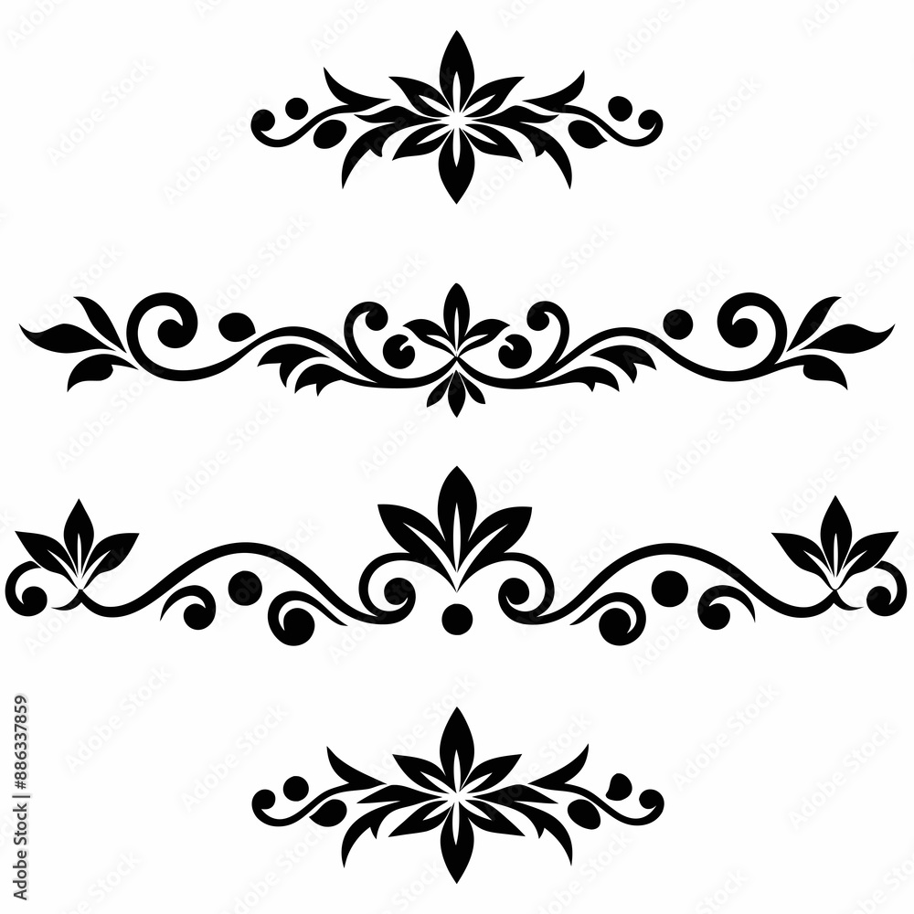graphic with a black elegant plant ornament on an isolated background graphic with a black elegant plant ornament on an isolated background