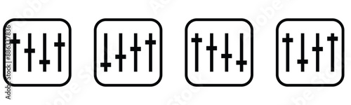 Sound volume level line art icon, sound controller icon, Adjustment settings slider icon