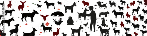 Set of  outline icons related to  animals. Linear icon collection. Editable stroke. Vector illustration