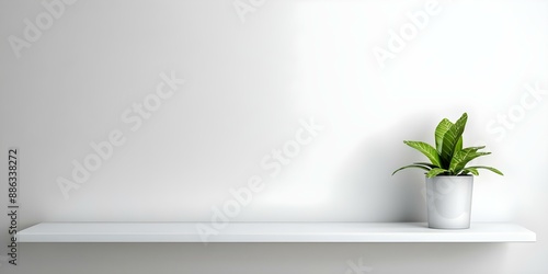 Wallpaper Mural White Wall Shelves for Minimalist and Organized Home Decor. Concept Home decor, Minimalism, Organization, White shelves, Interior design Torontodigital.ca