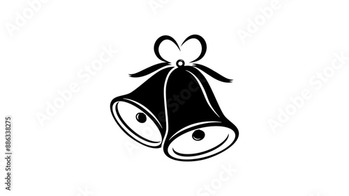 wedding  bells emblem, Black isolated silhouette