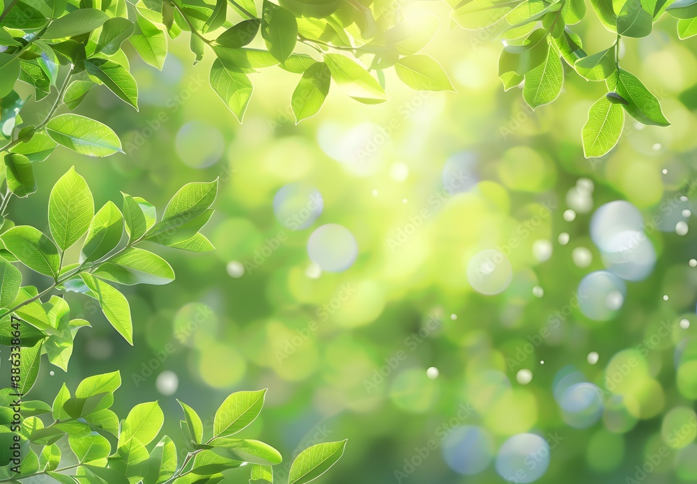 Spring Green Leaves Sunlight Blurred Background Spring Green Leaves Sunlight Blurred Background