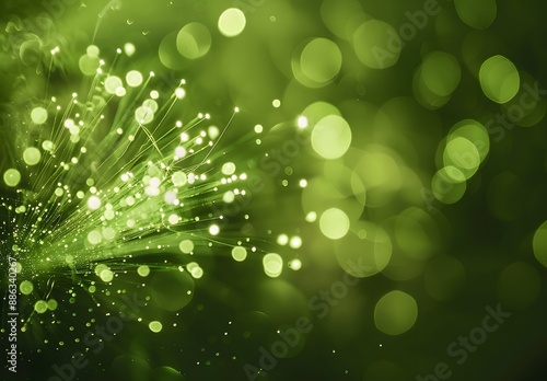 Hyperrealistic Green Fireworks with Bokeh Lights