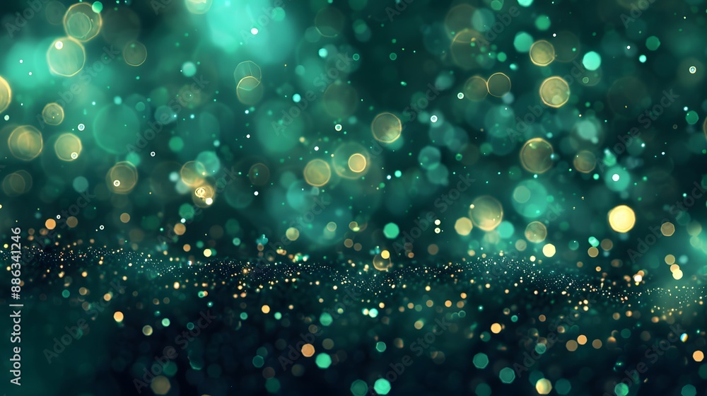 Sparkling Green Glitter Bokeh Background Sparkling Green Glitter Bokeh Background