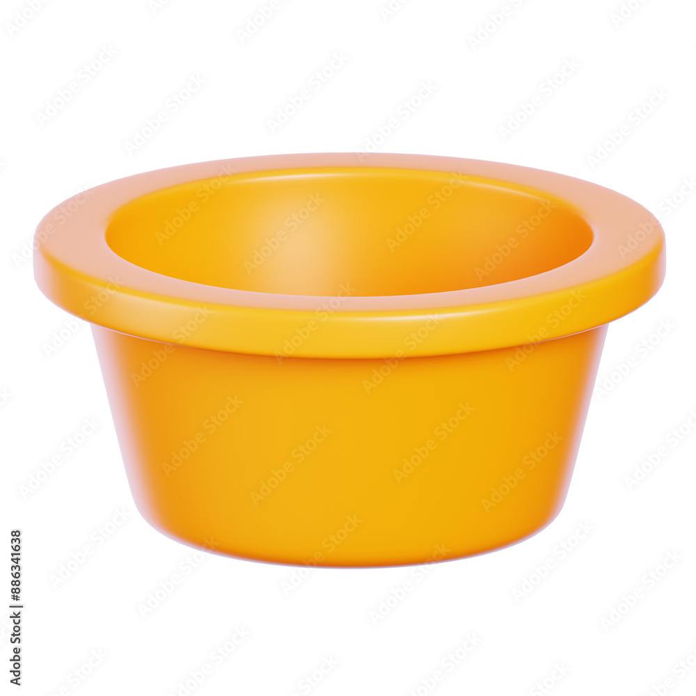 Orange plastic washbowl isolated on transparent background. Cleaning equipment icon. 3D Rendering. Orange plastic washbowl isolated on transparent background. Cleaning equipment icon. 3D Rendering.