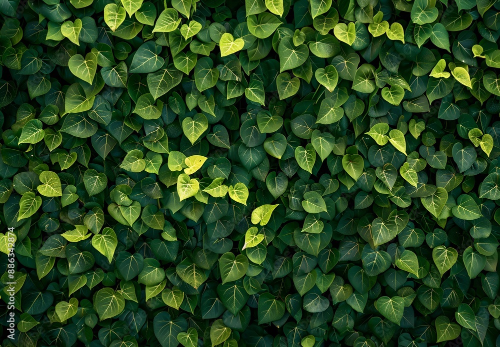 Green Ivy Wall Texture Background, Top View Green Ivy Wall Texture Background, Top View