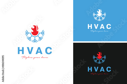 Vector logo design heating and cooling illustration template idea