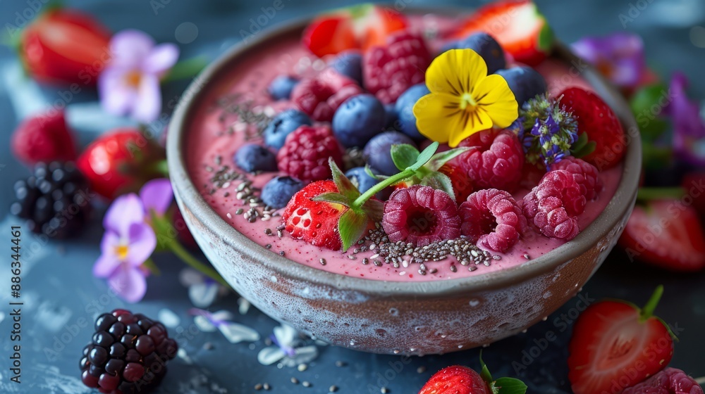 Vibrant Smoothie Bowl Topped with Fresh Berries Vibrant Smoothie Bowl Topped with Fresh Berries