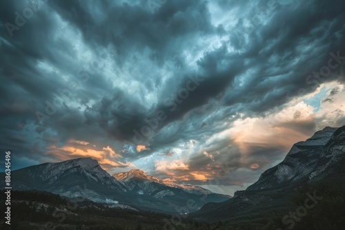 Mountainous Landscape with Dramatic Clouds