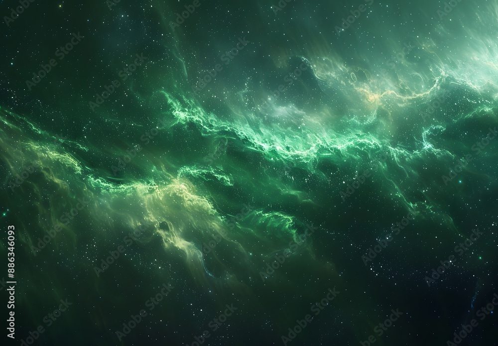 Fototapeta premium Green Nebula Space Background High Resolution