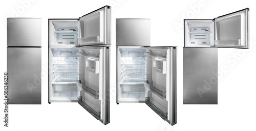 Gray 2 door refrigerator open and close door collection set