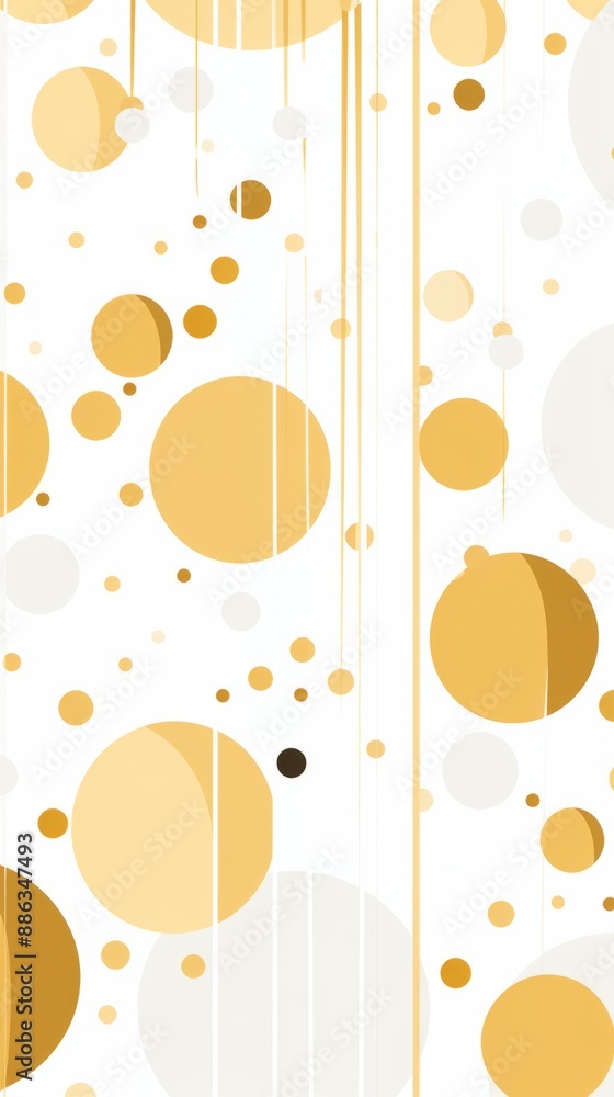 White background with various sizes of gold and white circles White background with various sizes of gold and white circles