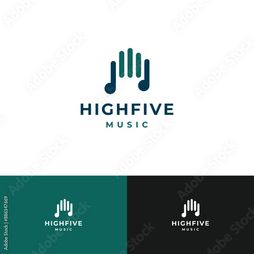 Hand Music High Five Creative Care Logo vector icon illustration
