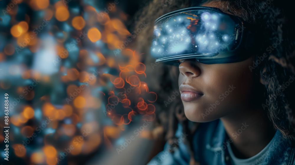 Students using VR headsets in a classroom, exploring interactive educational content with digital elements overlaying real-world objects, innovative learning environment. Students using VR headsets in a classroom, exploring interactive educational content with digital elements overlaying real-world objects, innovative learning environment.